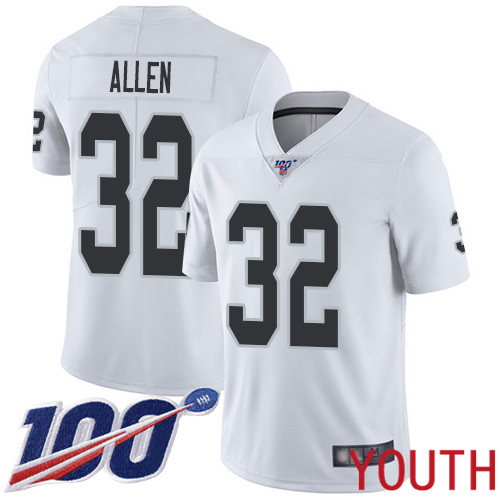 Oakland Raiders Limited White Youth Marcus Allen Road Jersey NFL Football #32 100th Season Vapor Jersey->nfl t-shirts->Sports Accessory